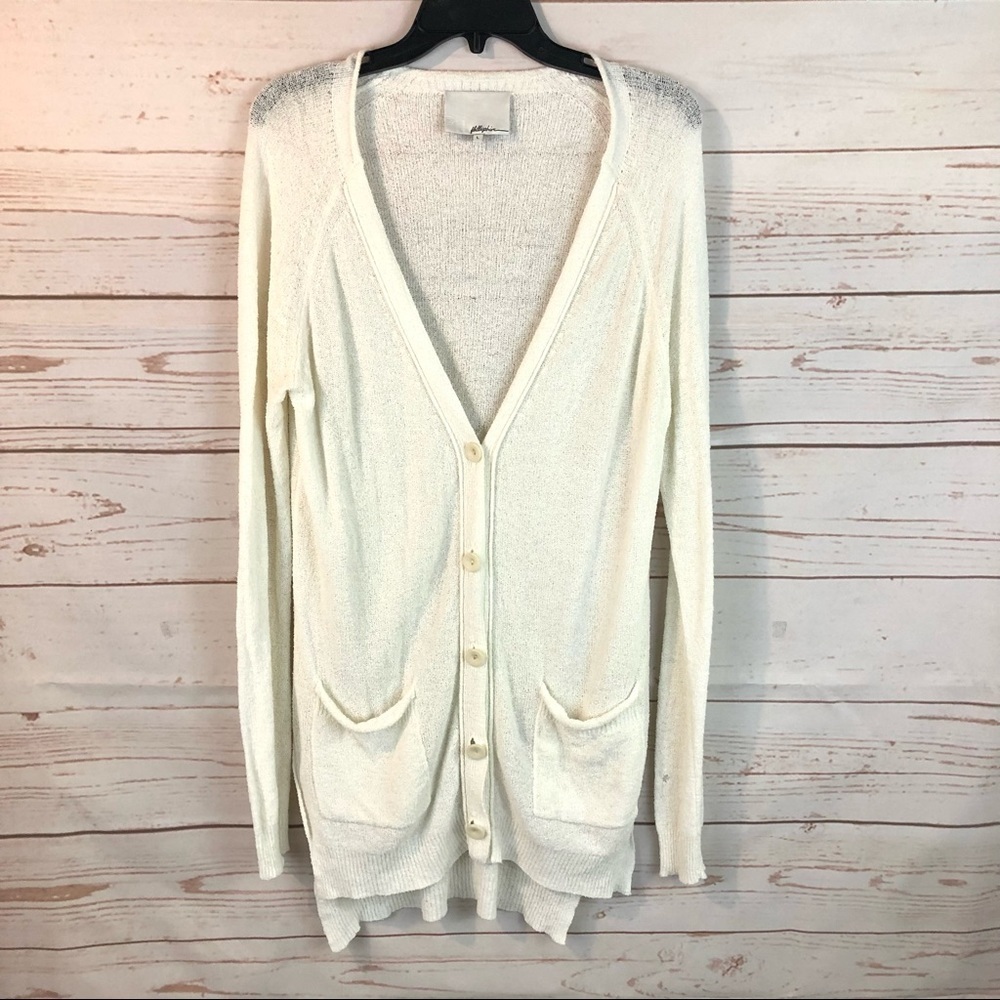 Phillip Lim 3.1 Cream Knit Long Line Duster Cardigan